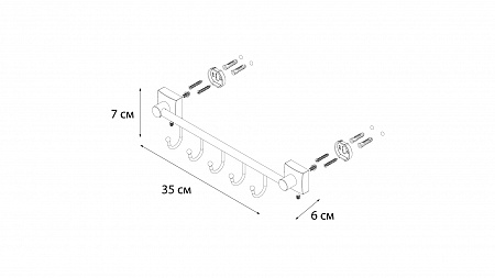 Fixsen KVADRO FX-61305B-5 Планка 5 крючков
