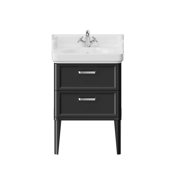 PO.N.60.2/BLK Тумба POMPEI напольная с 2 ящиками 60, черная глянцевая