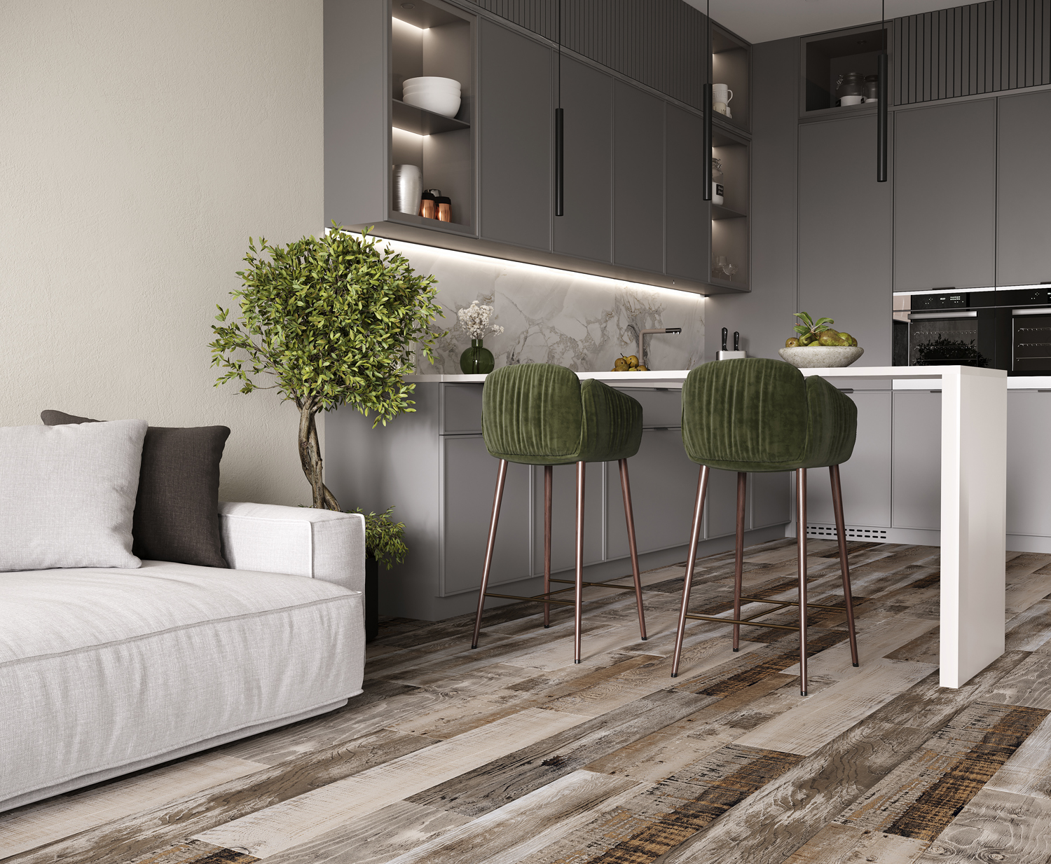 Vintage grey Керамогранит серый Матовый Структурный 20x120