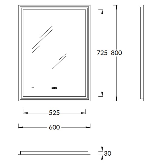TE.mi.60 Зеркало TECNO c LED 60 с подсветкой, с функцией антизапотевание, белое глянцевое