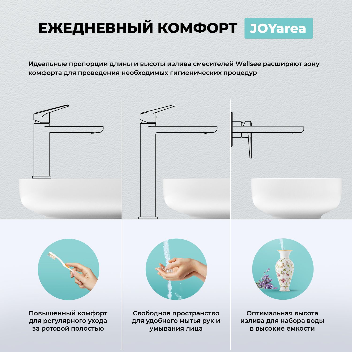 Смеситель для раковины Wellsee ICON! for life 201000493, в наборе 4 в 1, золото глянцевый