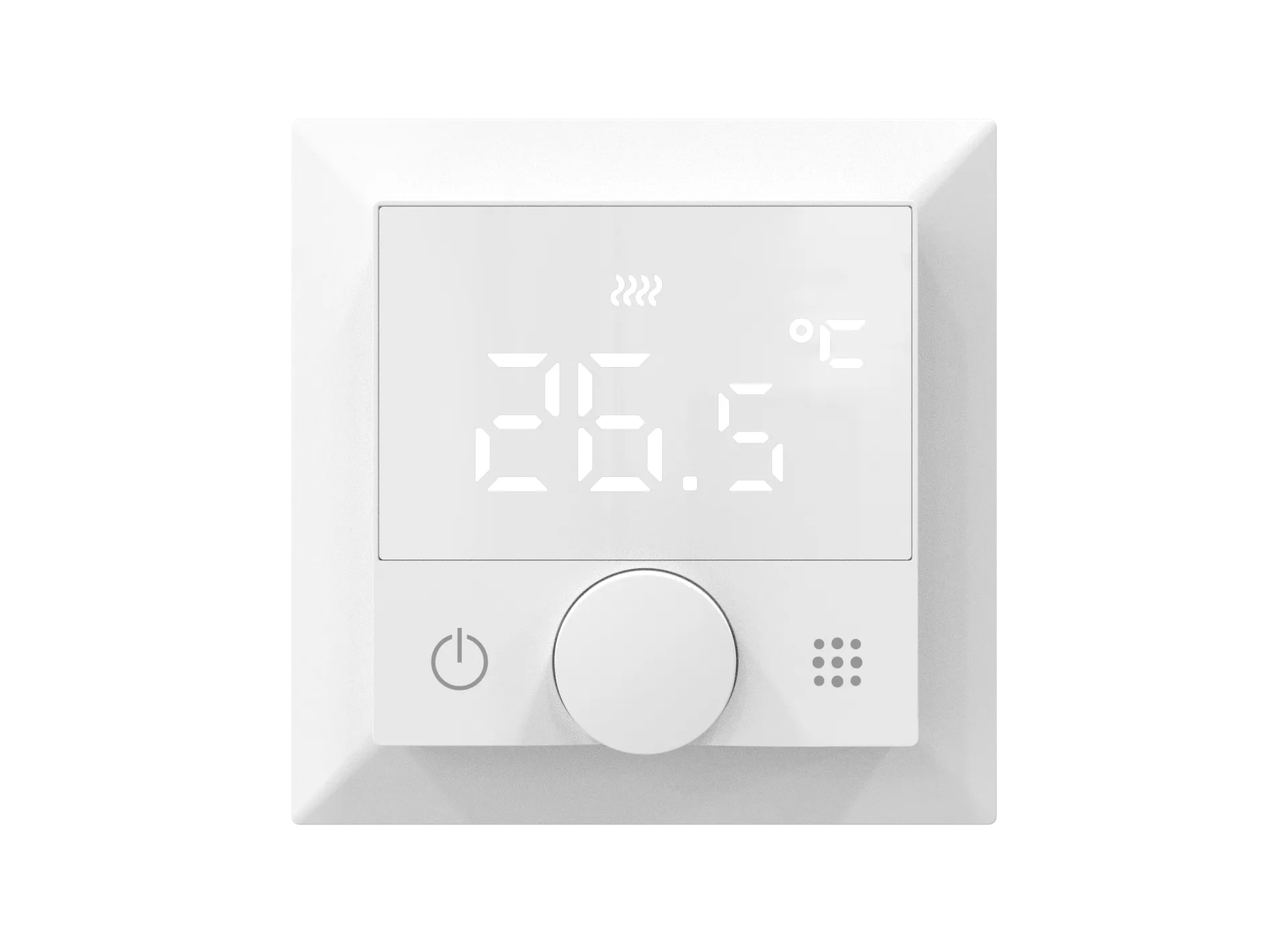 Термостат с датчиком пола программируемый,  16A,  размер накладки 55х55мм,  с ручкой настройки,  цвет белый