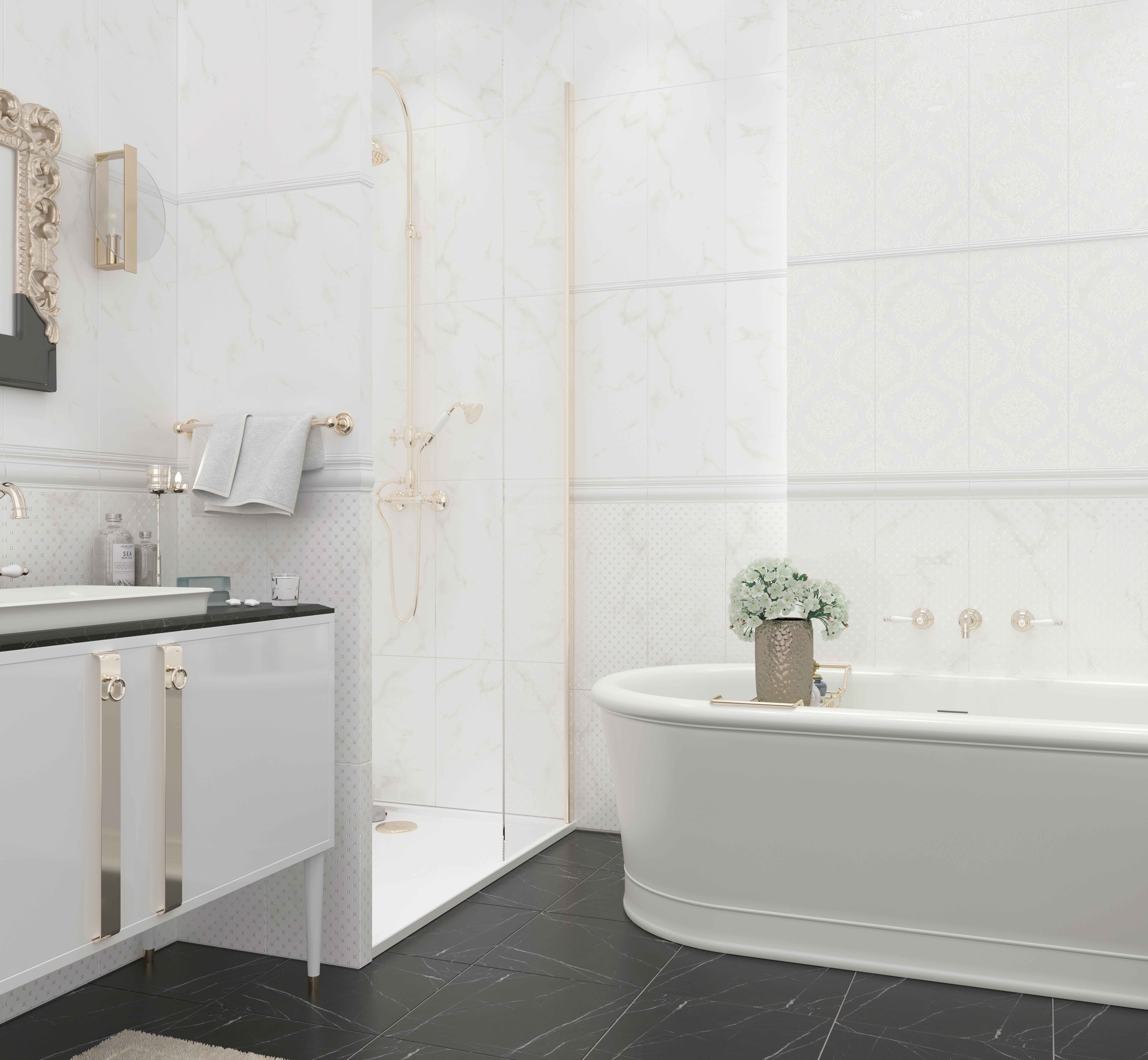 Керамическая плитка Creto Декор Empire White 01 25х60