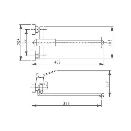 Смеситель для ванны HAIBA HB22818-7, длинный излив, латунь, черный