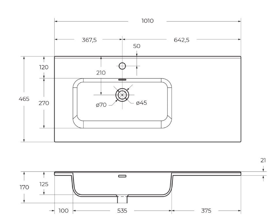 Раковина BelBagno 100 см BB1000ETL-L глянцевая белая