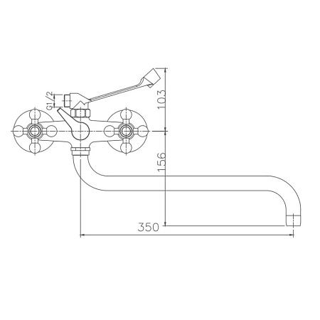Смеситель для ванны HAIBA HB2619-3, длинный излив, латунь, хром