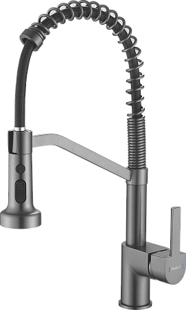 Смеситель для кухни HAIBA HB73826-3, гибкий излив, латунь, оружейная сталь
