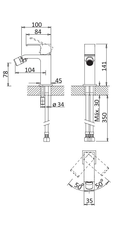 Смеситель для биде Cezares Porta PORTA-BS1-01-W0, хром