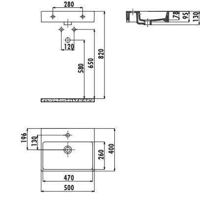Раковина Creavit NX242-H.00000 с креплением 50 см