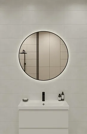 Зеркало Cersanit ECLIPSE smart 90x90 с подсветкой круглое черная рамка