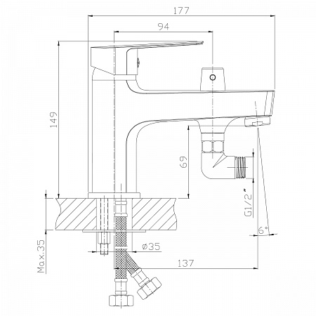 Смеситель Rossinka S35-38 на борт ванны
