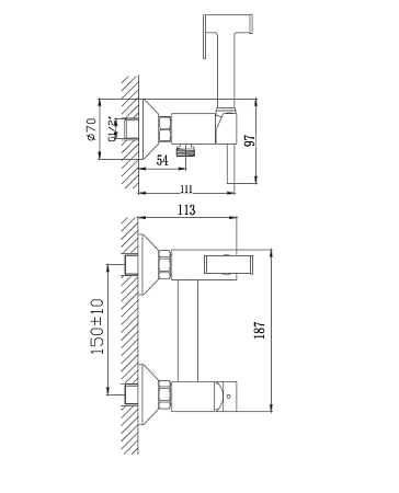 Гигиенический душ HAIBA HB5510-7, латунь, черный