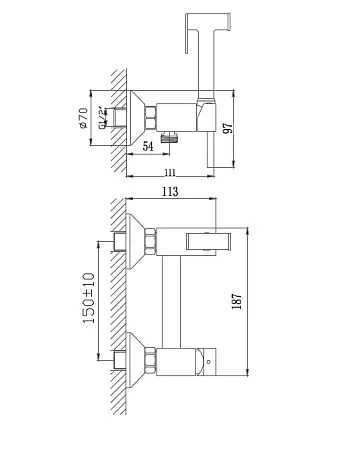 Гигиенический душ HAIBA HB5510-7, латунь, черный