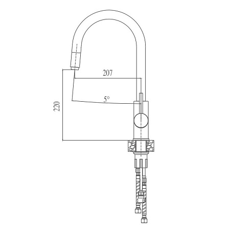Смеситель для кухни HAIBA HB70304-5, нержавеющая сталь