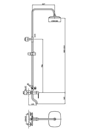 Душевая система HAIBA HB2405, тропический душ, латунь, хром