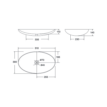 Умывальник накладной, овальный Point Артемида 51, PN43151WB