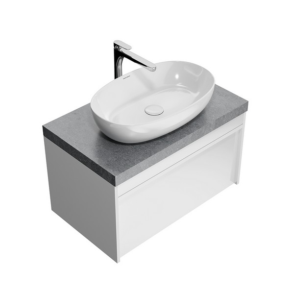 MO.80.1+1/WHT Тумба MODULA подвесная 80 с ящиком 1+1, белая глянцевая