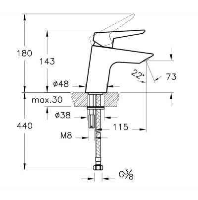 Смеситель для раковины VitrA Solid S A42440EXP