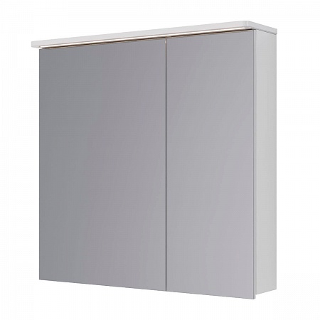 Шкаф зеркальный Lemark ZENON 80х80см 2-х дв, с козырьком-подсветкой, с розеткой, Белый глянец