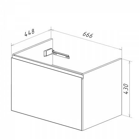 Тумба Lemark VEON MINI 70см под раковину, подвесная,1 ящик, цвет корпуса, фасада: Белый глянец
