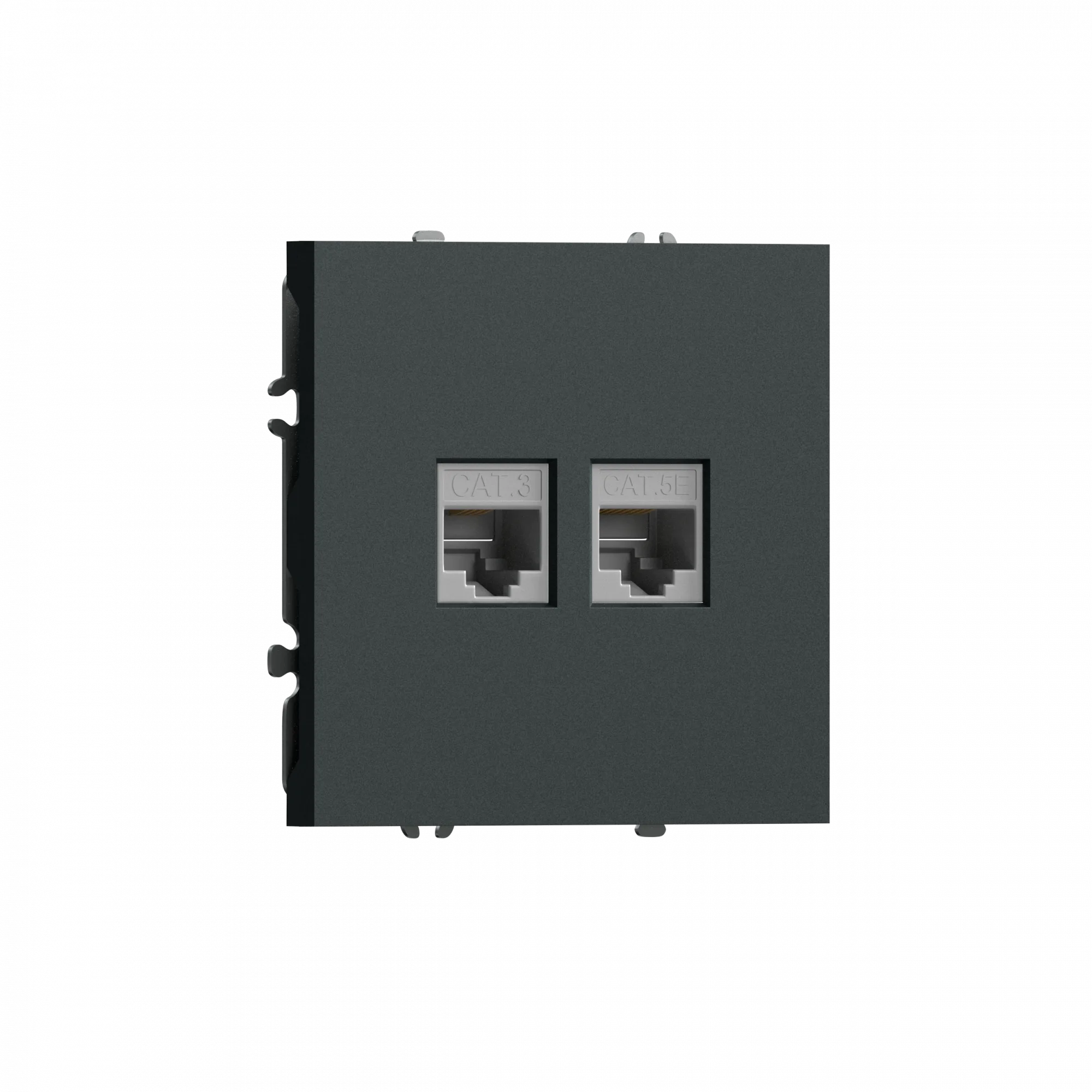 Розетка RJ11 + RJ45 cat.5,  комбинированная на 2 выхода (телефон + компьютер),  цвет графит черный,  серия S08 Donel