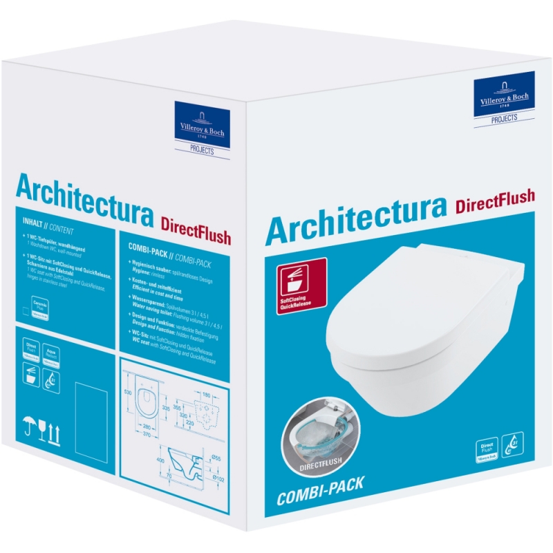 Подвесной унитаз Villeroy & Boch Architectura 4694HR01 с сиденьем микролифт