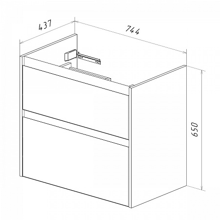 Тумба Lemark COMBI 80см под раковину, подвесная/напольная, 2 ящ., цвет корпуса, фасада: Белый глянец