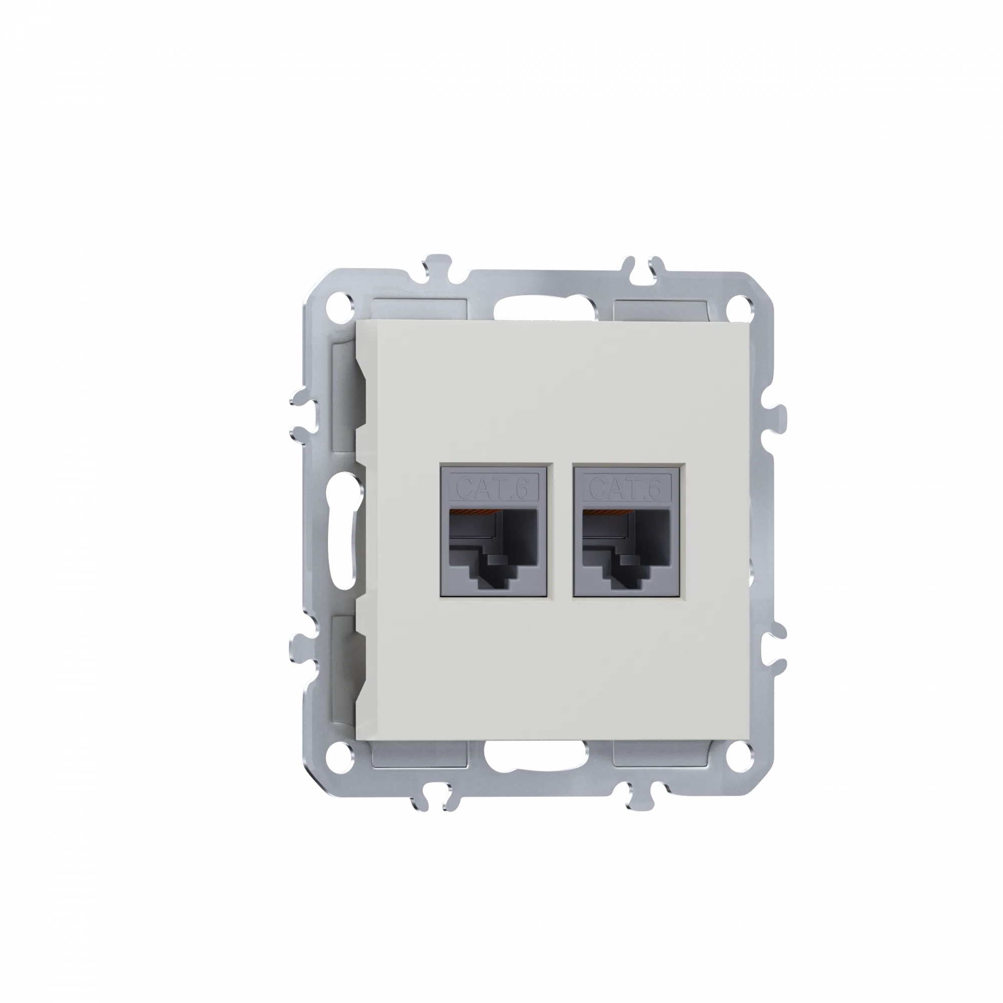 Розетка RJ45 + RJ45 cat.6,  компьютерная на 2 выхода,  цвет матовый белый,  серия A07 Donel