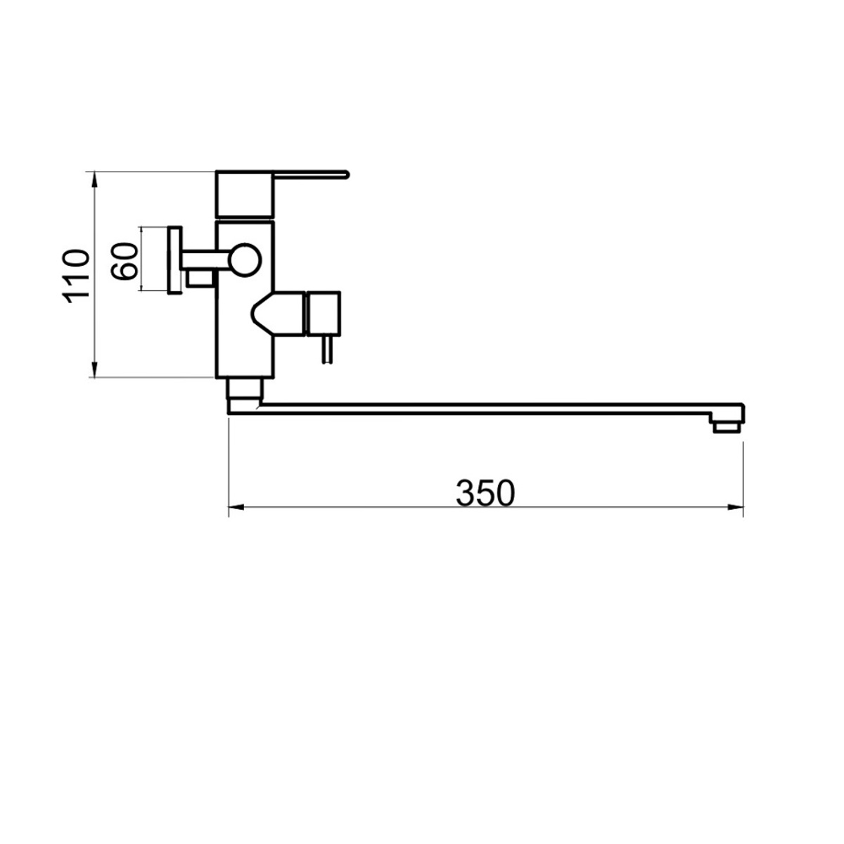 Смеситель для ванны с душем РМС SUS124BL-006EP матовый черный