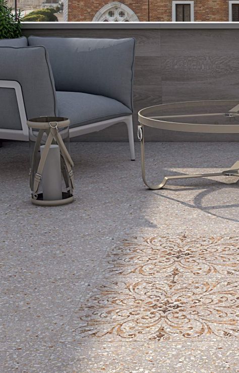 Керамогранит Kerama Marazzi Ступень клееная Терраццо коричневый 33х60