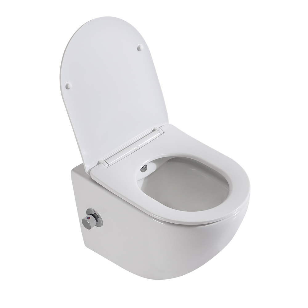 Унитаз подвесной безободковый BelBagno Uno BB3105CHR-BS/SC с крышкой-сиденьем микролифт, со смесителем и функцией биде