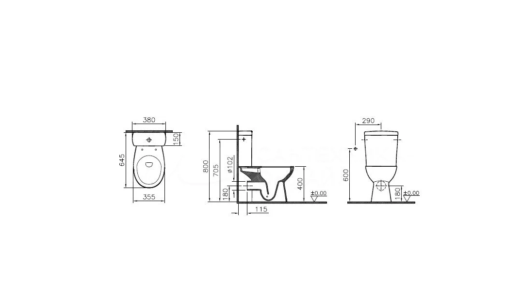 Унитаз-компакт безободковый VitrA S10 SmoothFlush 9864B003-7201 c термопластовым сиденьем микролифт, белый
