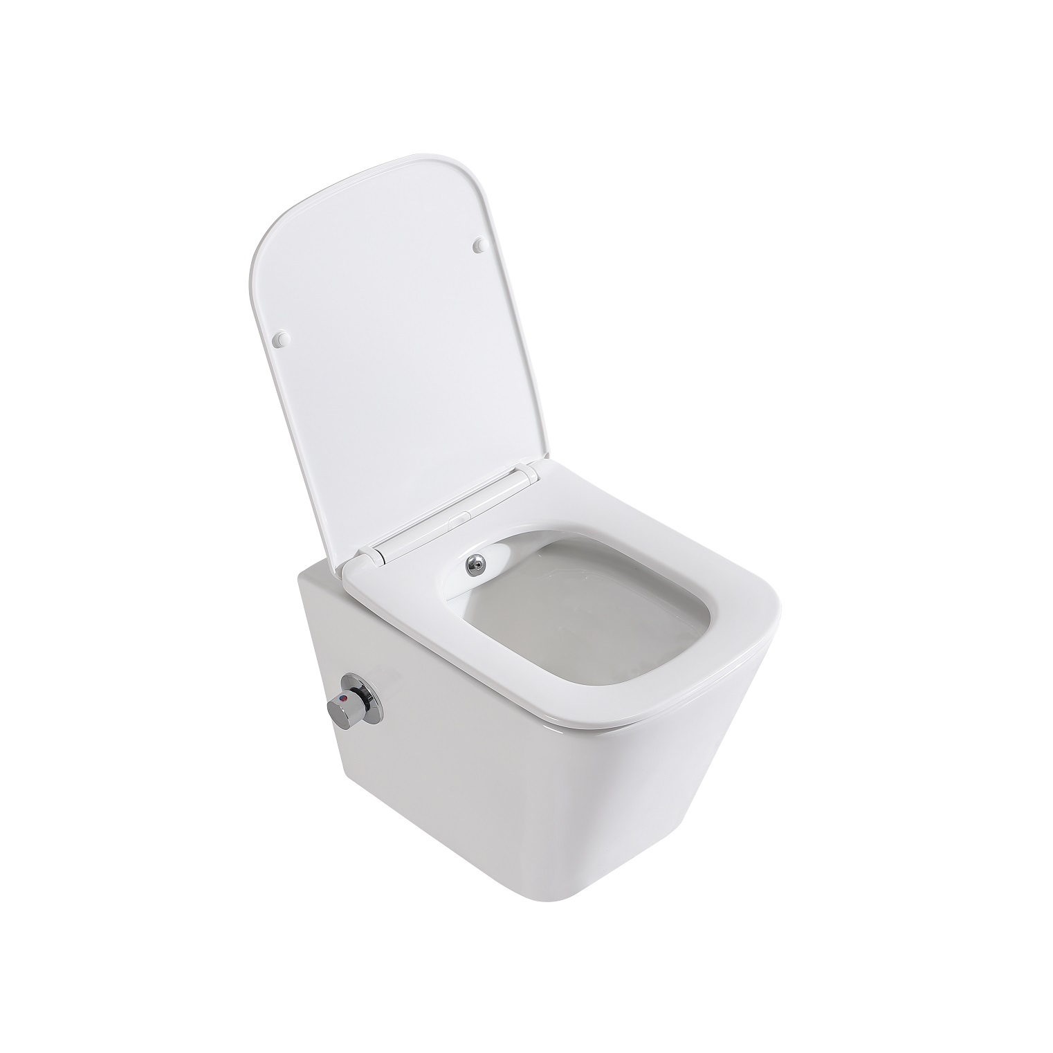 Унитаз подвесной безободковый BelBagno Due BB3103CHR-BS/SC с крышкой-сиденьем микролифт, со смесителем и функцией биде