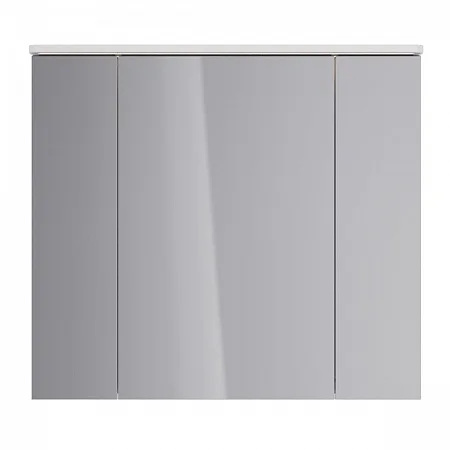 Шкаф зеркальный Lemark ZENON 90х80см 3-х дв, с козырьком-подсветкой, с розеткой, Белый глянец