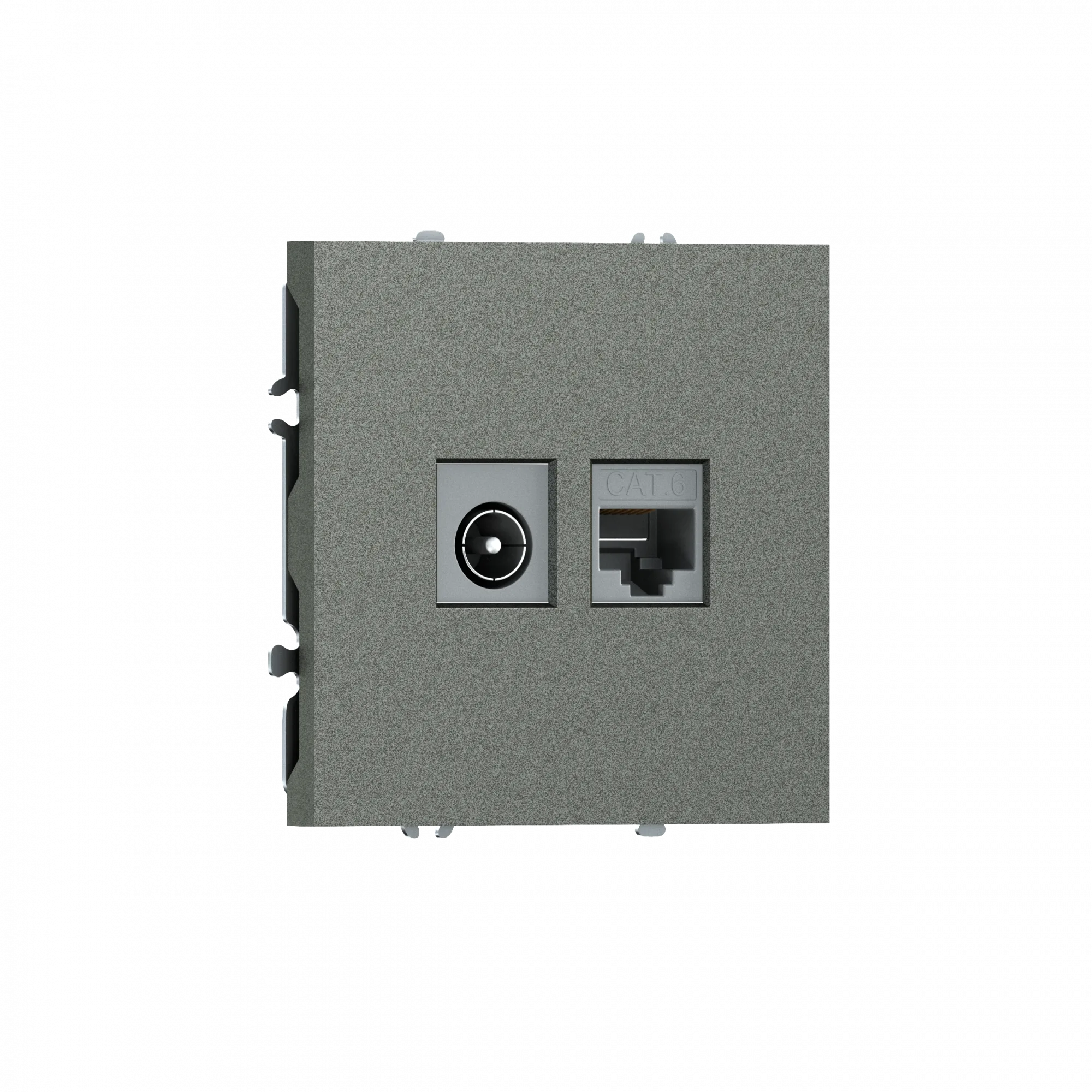 Розетка RJ45 cat.6 + TV 0-2400 МГц,  комбинированная на 2 выхода (компьютер + телевизор),  цвет матовый титан,  серия S08 Donel