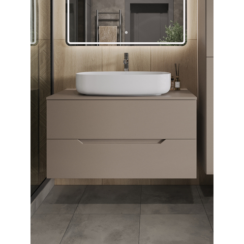 Orange Line Li-100TuLMDF+B07-675W тумба с раковиной подвесная 100 см, латте/белый