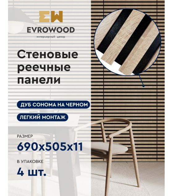 Стеновая панель MSP02 «Дуб Сонома» на черном фоне