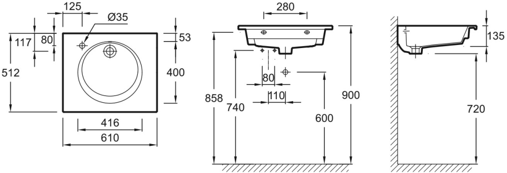 Раковина Jacob Delafon Vox 60 см EXBA112-Z-00 белый