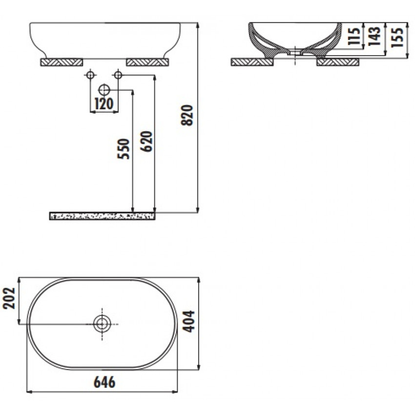 Раковина Creavit Minimal MN165-00CB00E-0000 65см мебельная