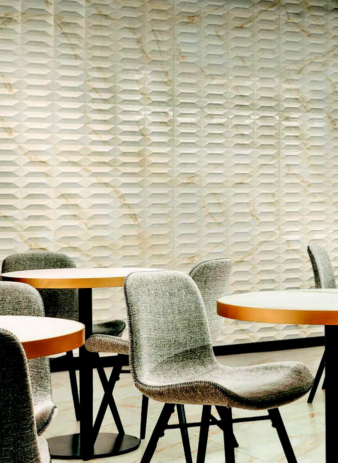 Керамическая плитка Marazzi Italy Плитка Marbleplay Ivory Struttura Gem 3D Rett. 30х90