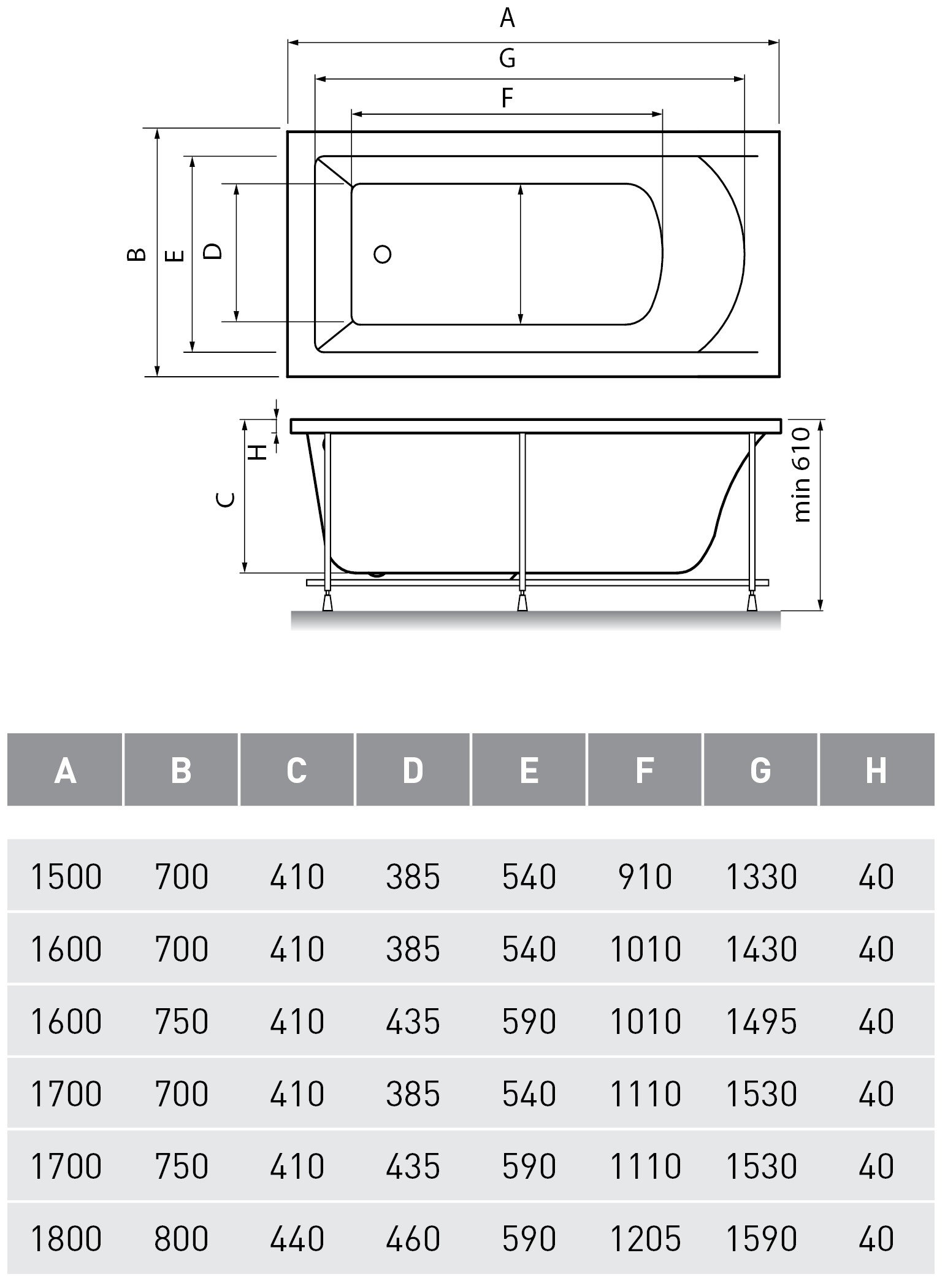 Акриловая ванна Vayer Savero 150x70 см
