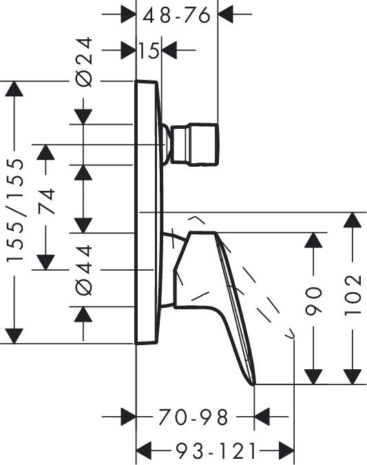 Смеситель для ванны с душем Hansgrohe Logis 71405000