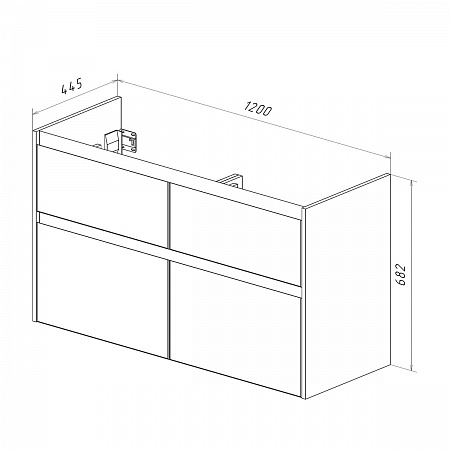 Тумба Lemark COMBI 125см под 2 раковины, подвесн./напольная,4 ящ., цвет корпуса, фасада: Белый гляне