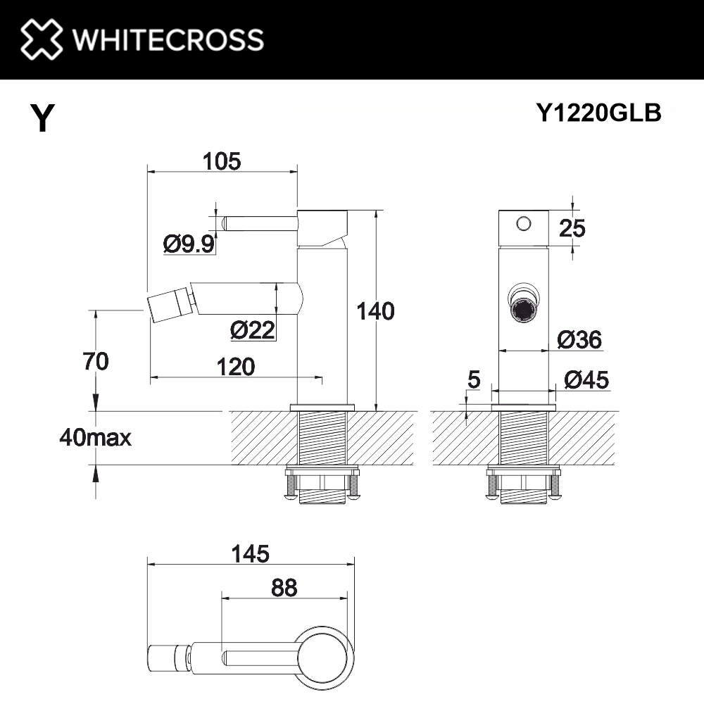 Смеситель для биде Whitecross Y brushed gold Y1220GLB брашированное золото