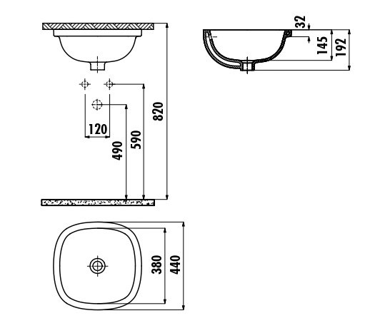 Раковина Creavit Solo SO037-00CB00E-0000 38 см