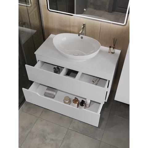Orange Line Li-100TuwMDF+B08-585W тумба с раковиной подвесная 100 см, белый
