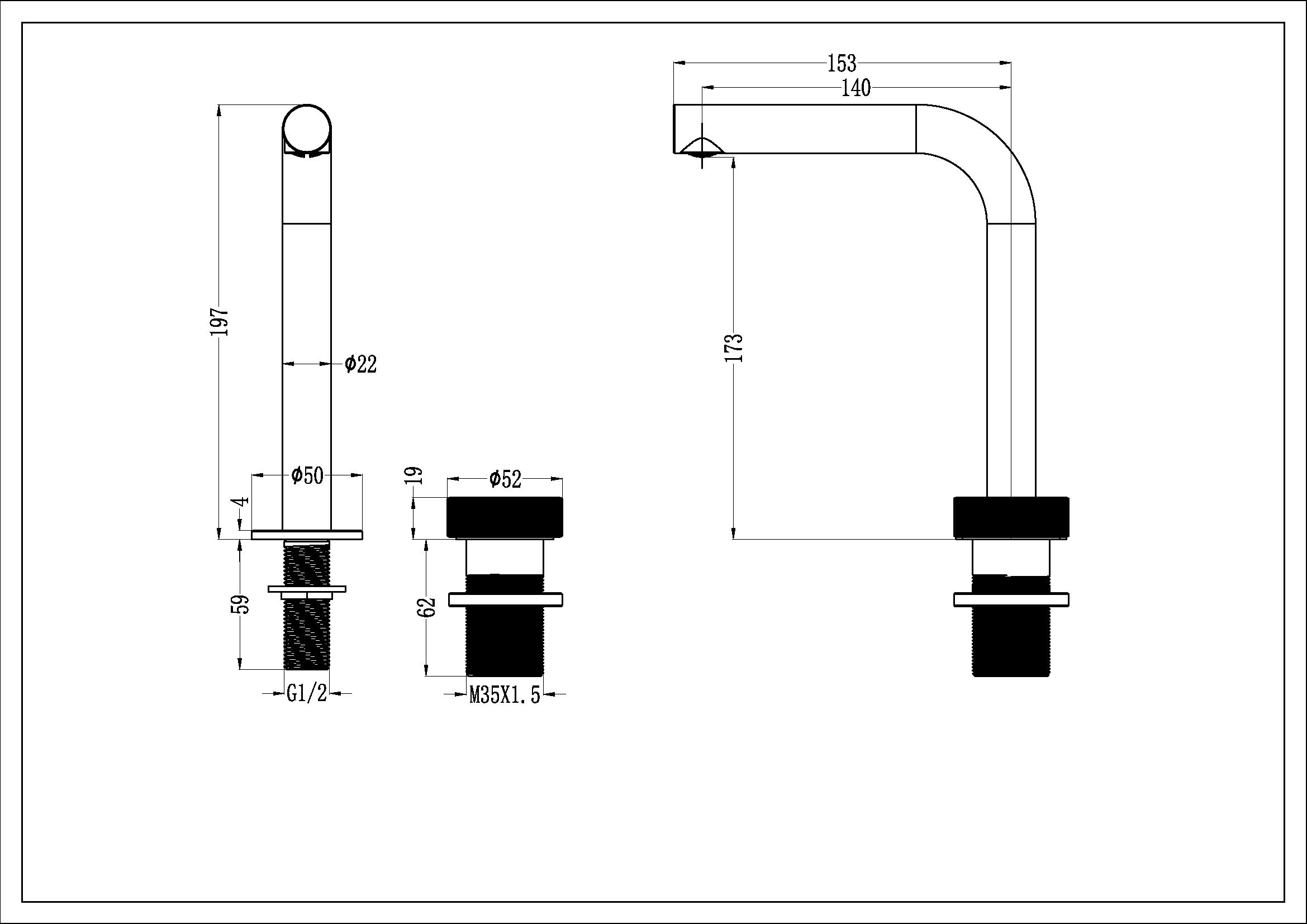 Смеситель для раковины Boheme Tech 158-B Black