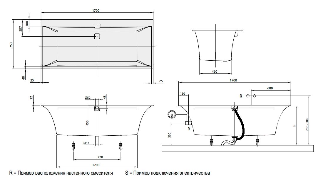 Акриловая ванна Villeroy & Boch Squaro Edge 12 UBQ170SQE2DV-01, alpin