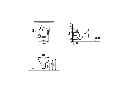 Унитаз VITRA S20 9004B003-7207 с инсталляцией и кнопкой, сиденье микролифт