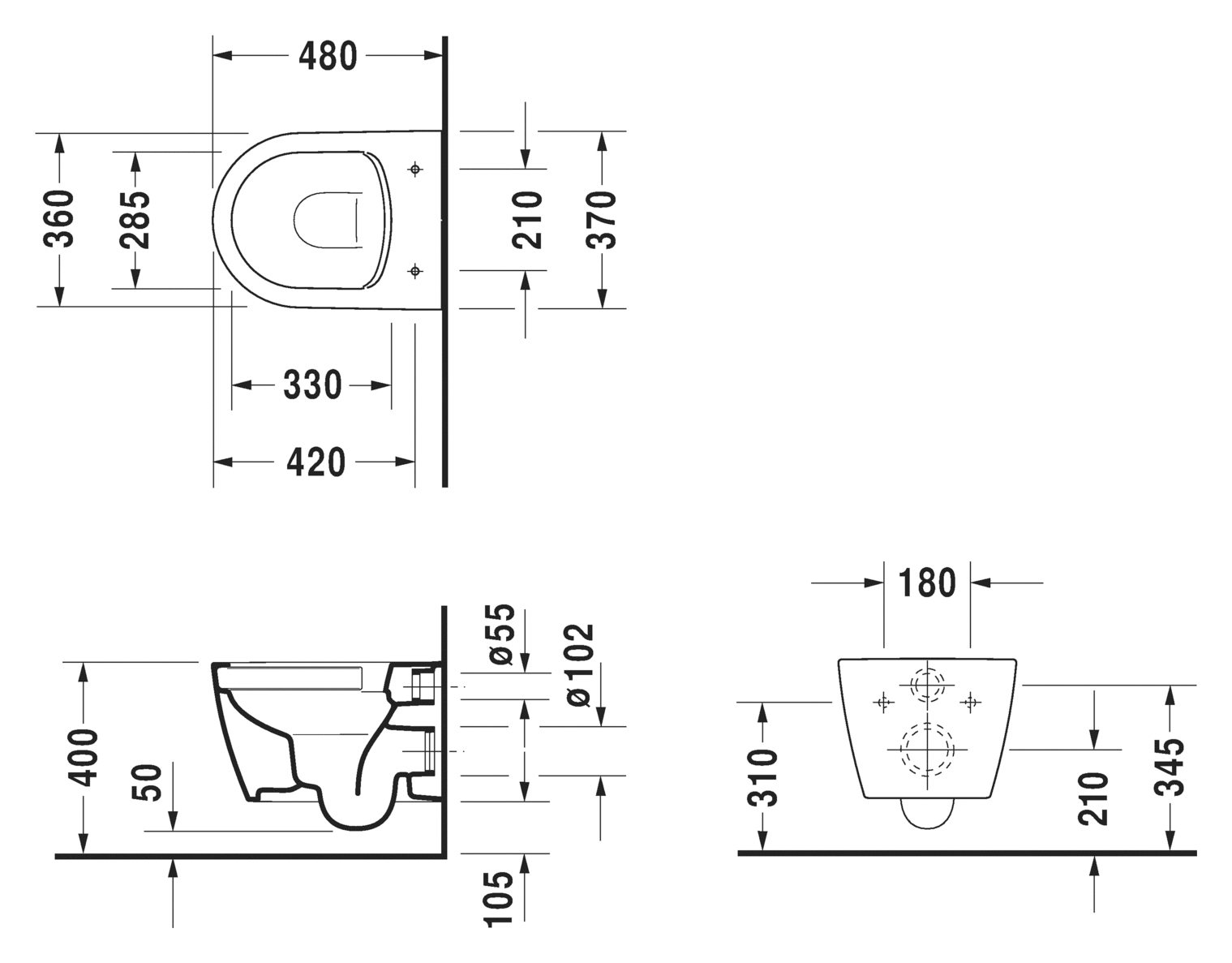Подвесной унитаз Duravit ME by Starck 2530090000 безободковый